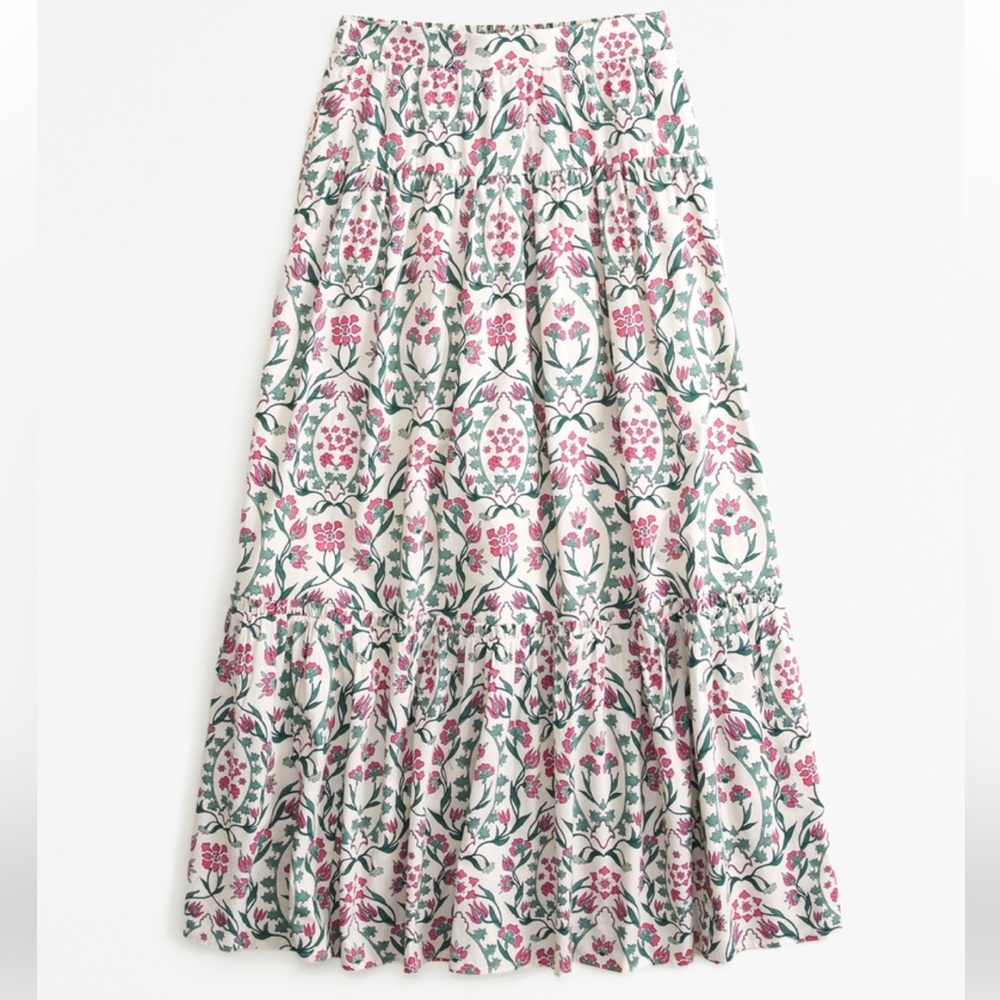 Abercrombie Poplin Tiered Maxi Skirt